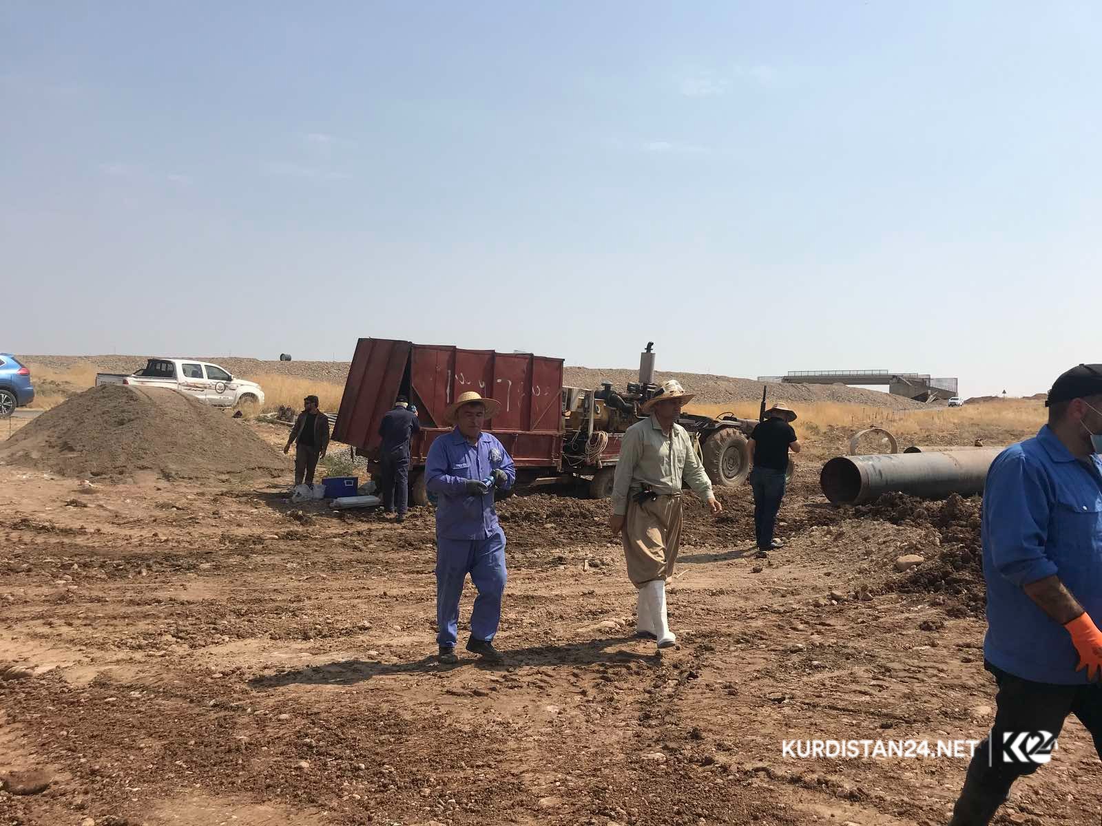 بەوێنە... چاککردنەوە و گۆڕینی ئاراستەی بۆڕییە شکاوەکەی هەولێر